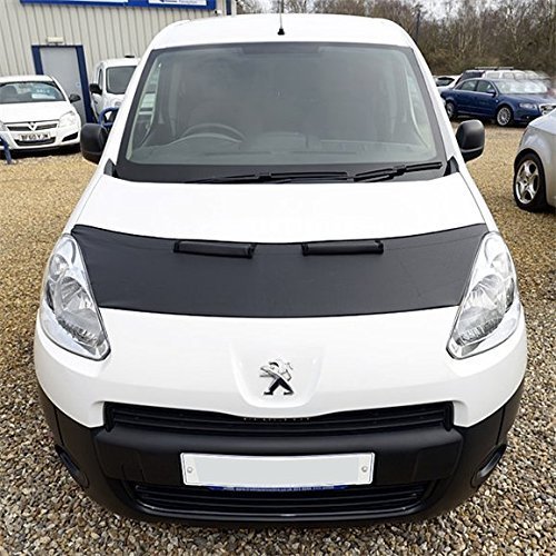 UK Custom Covers BB196 Tailored Half Bonnet Bra Stone Chip Protector Black Carbon Fibre Look - To Fit Peugeot Partner 2008 Onwards