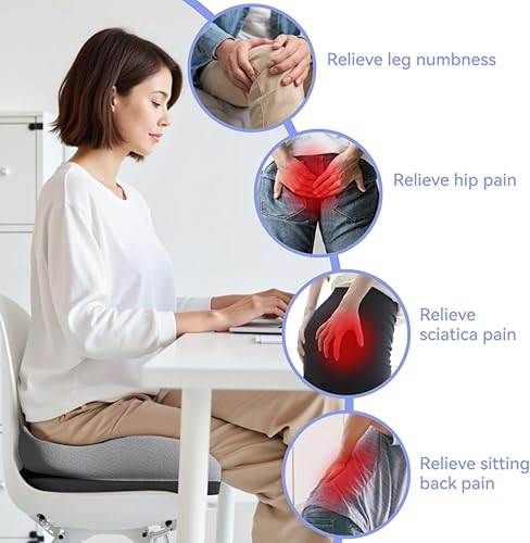 Miniatura 5 de Cojines de asiento para sillas de oficina, cojín de silla de ruedas para dolor de espalda sentado durante mucho tiempo, cojín de espuma
