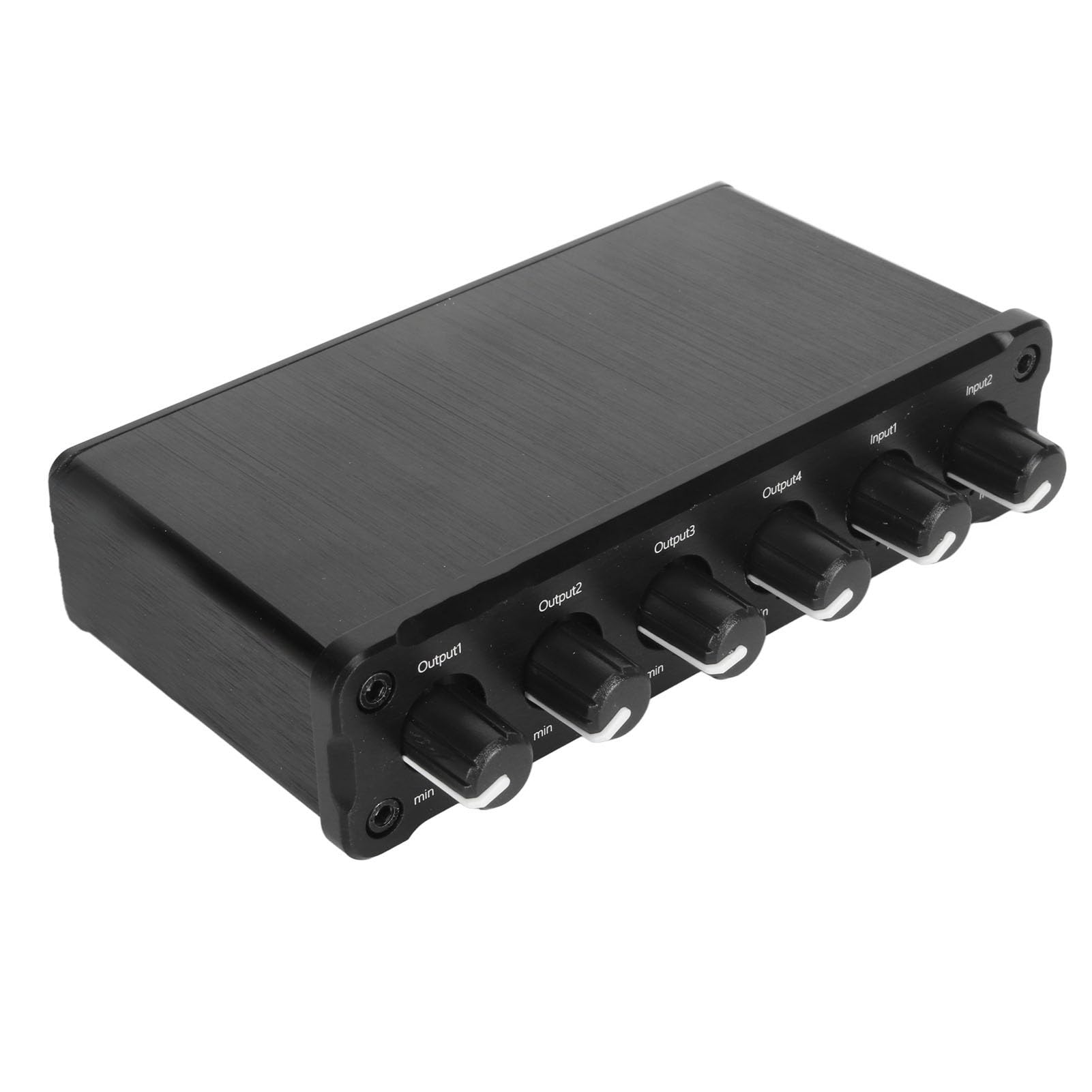Conmutador de Audio Selector Estéreo, Distribuidor Mixto de Sonido 2 en 4 Salidas con Volumen Ajustable, Ganancia de 14 DB, Gran Salida de Fidelidad Dinámica para Altavoz