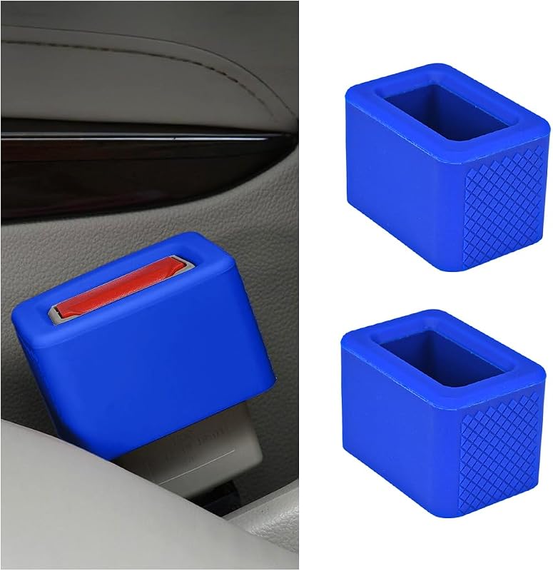 Suporte de silicone para fivela do cinto de segurança Ywdiml azul – Pacote com 2