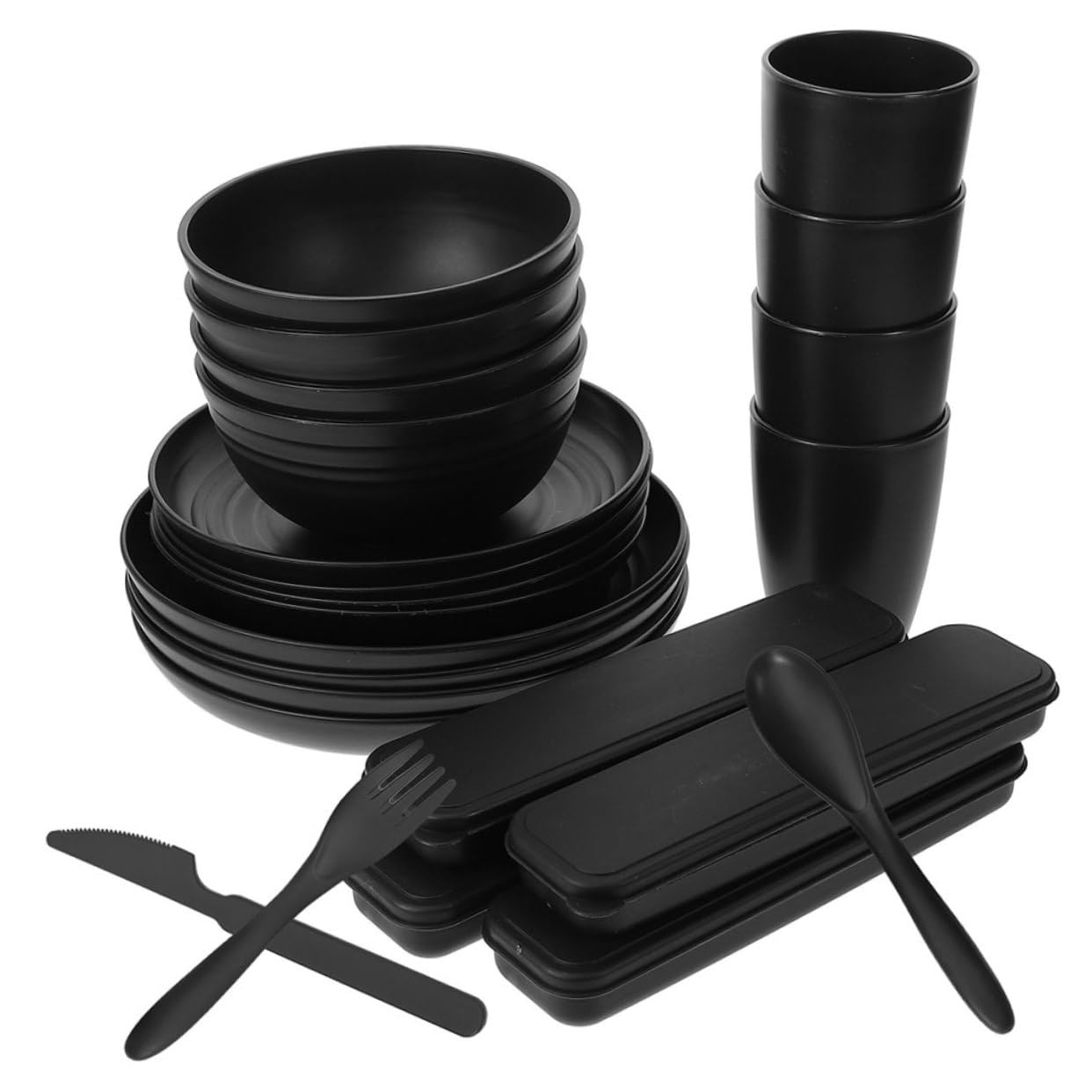 Mikinona Camping Dishware Utensils Set 4pcs Bento Bowl Lunch Holder for Kitchen Gadgets