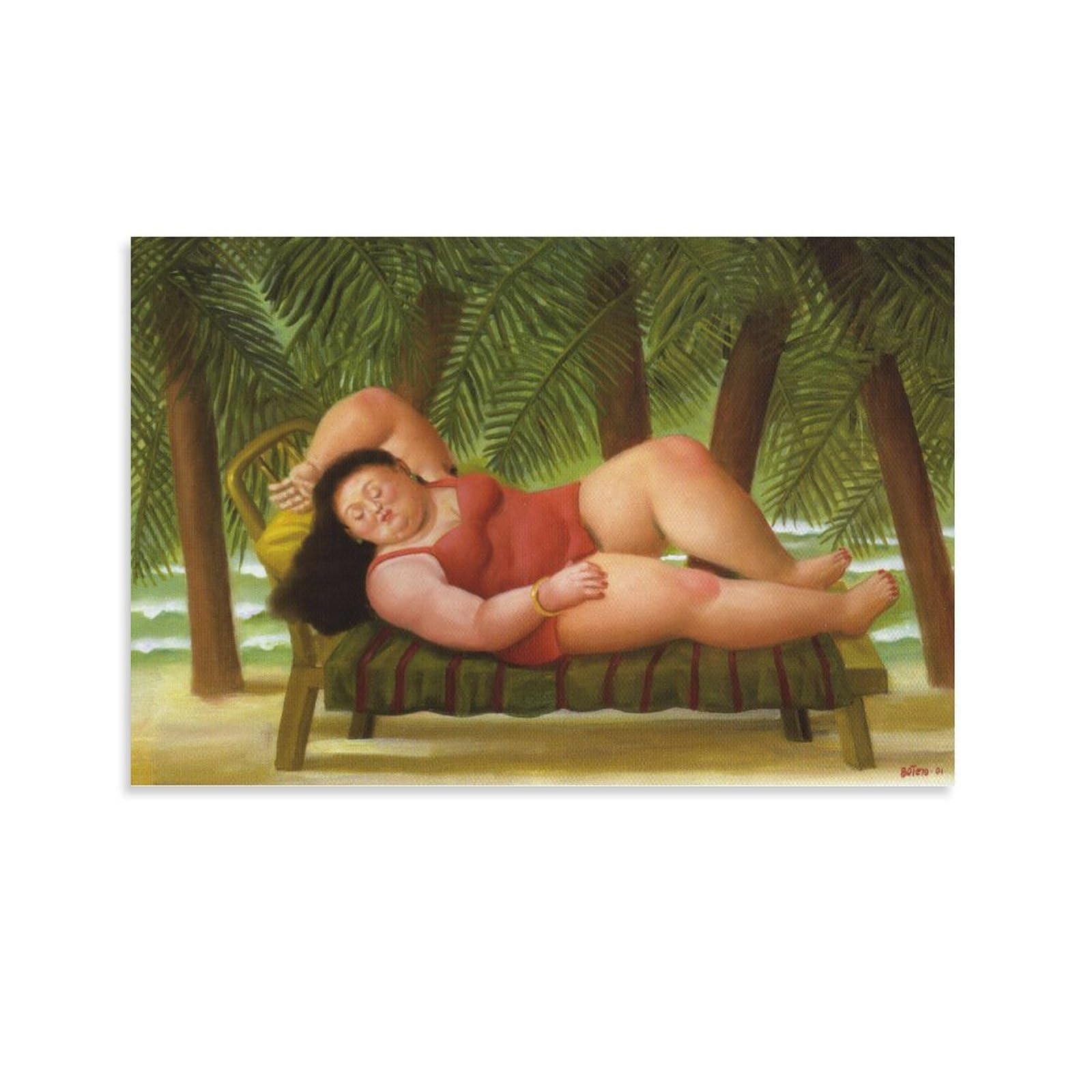 Fernando Botero Bather on The Beach Picture Print Canvas Poster Wall Paint Art Posters Decor Modern Home Artworks Gift Idea 08x12inch(20x30cm)