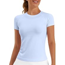 Women Workout Tops Short Sleeve Seamless Athletic Shirts Yoga Gym Sports Breathable Tees