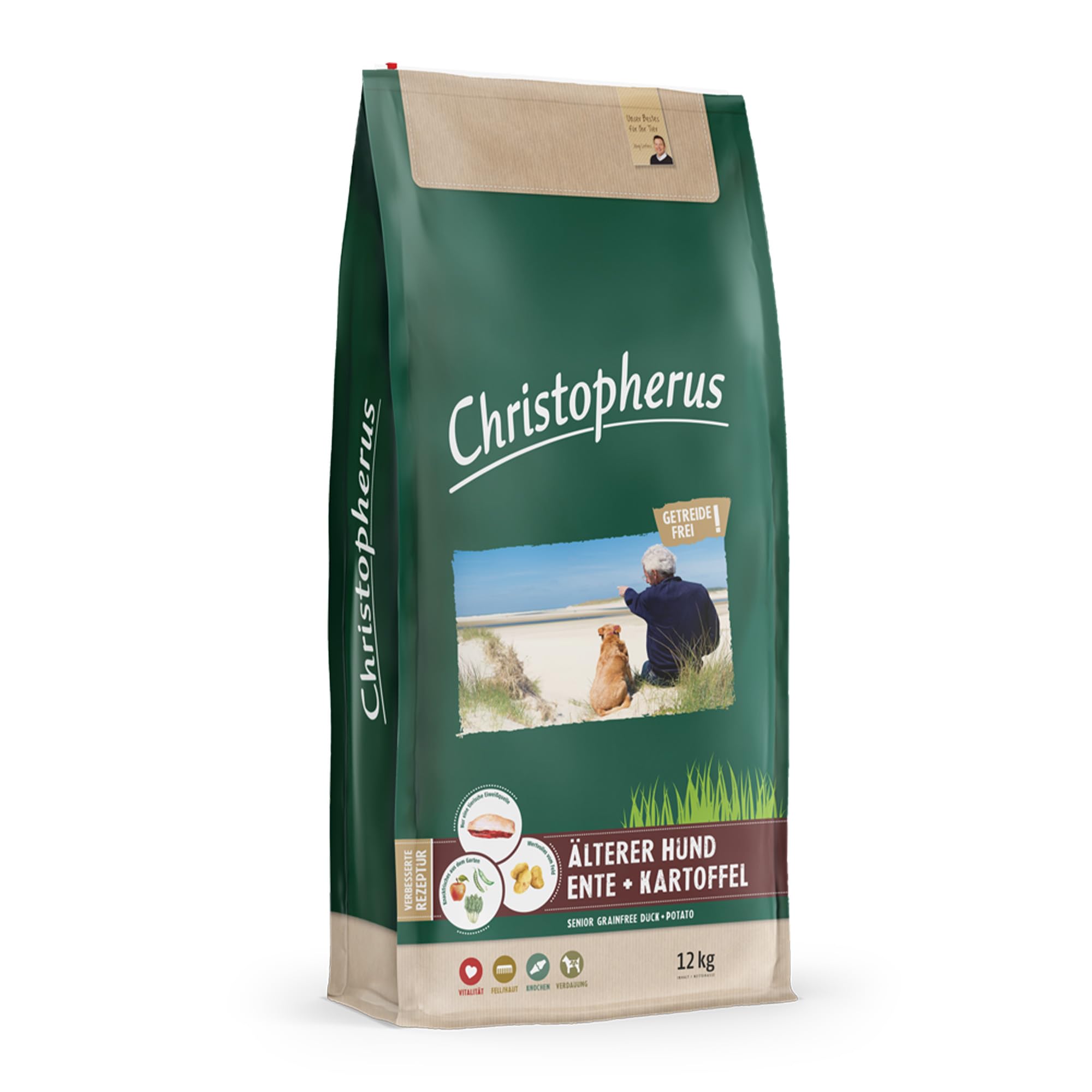 Christopherus Cane cibo senza cereali anatra senior + patata 26lbs