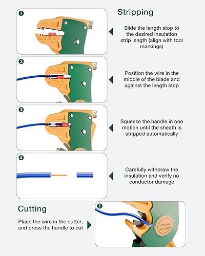 Vista 32 de VCELINK Pelacables y cortador automático de tiras rápidas, pelacables profesional de tira rápida, herramienta de pelado de cables eléctricos