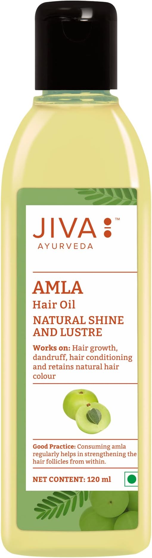Jiva Amla Oil 120 ml | 100% Pure & Natural | Nourishes Hair, Retain Hair Moisture & Helps With Dandruff & Hair Loss | Suitable For All Hair Types (Pack of 1)