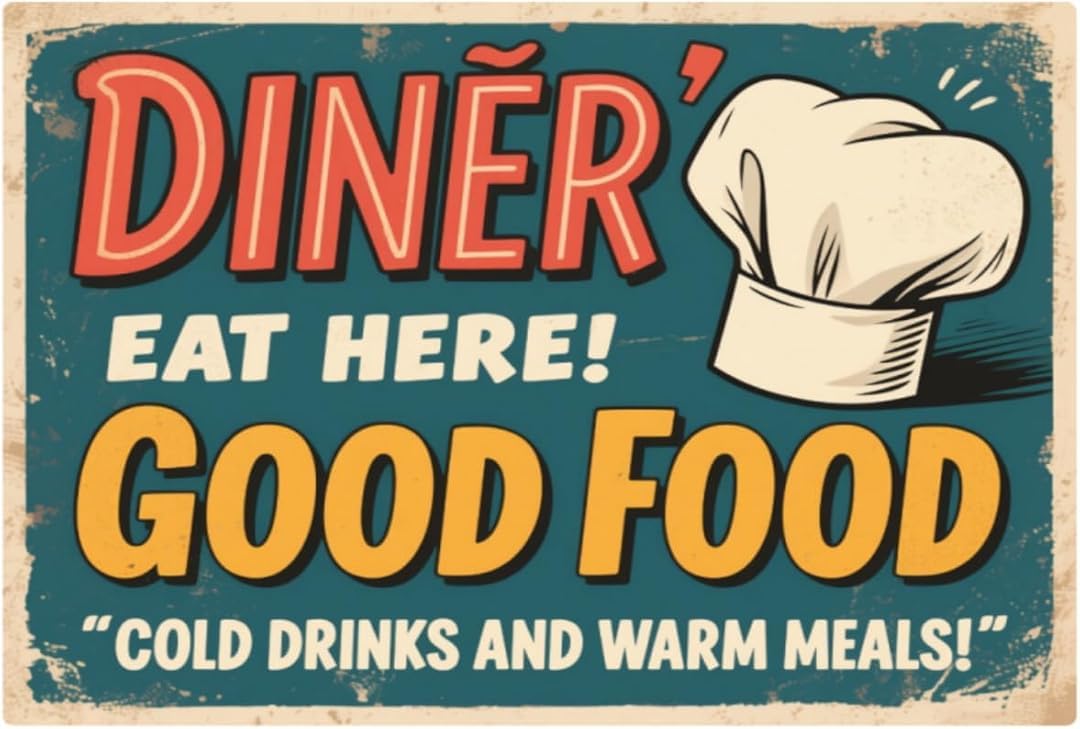 Diner Retro Funny Novelty Art Backyard Sign Funny Wall Décor Tin Signs Poster Cafe Plaque 8 x 12 Inch