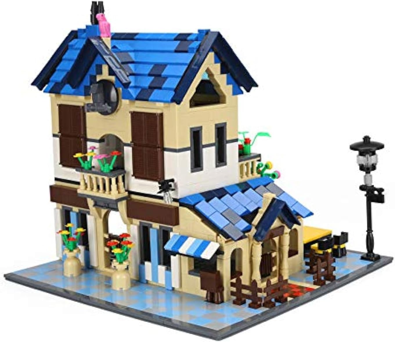 General Jim's Rural Villa French Lodge 1298 Piece City Street Modular Building Blocks Bricks Set City Creator Architectural Model House Building Blocks Toy - for Teens and Adults
