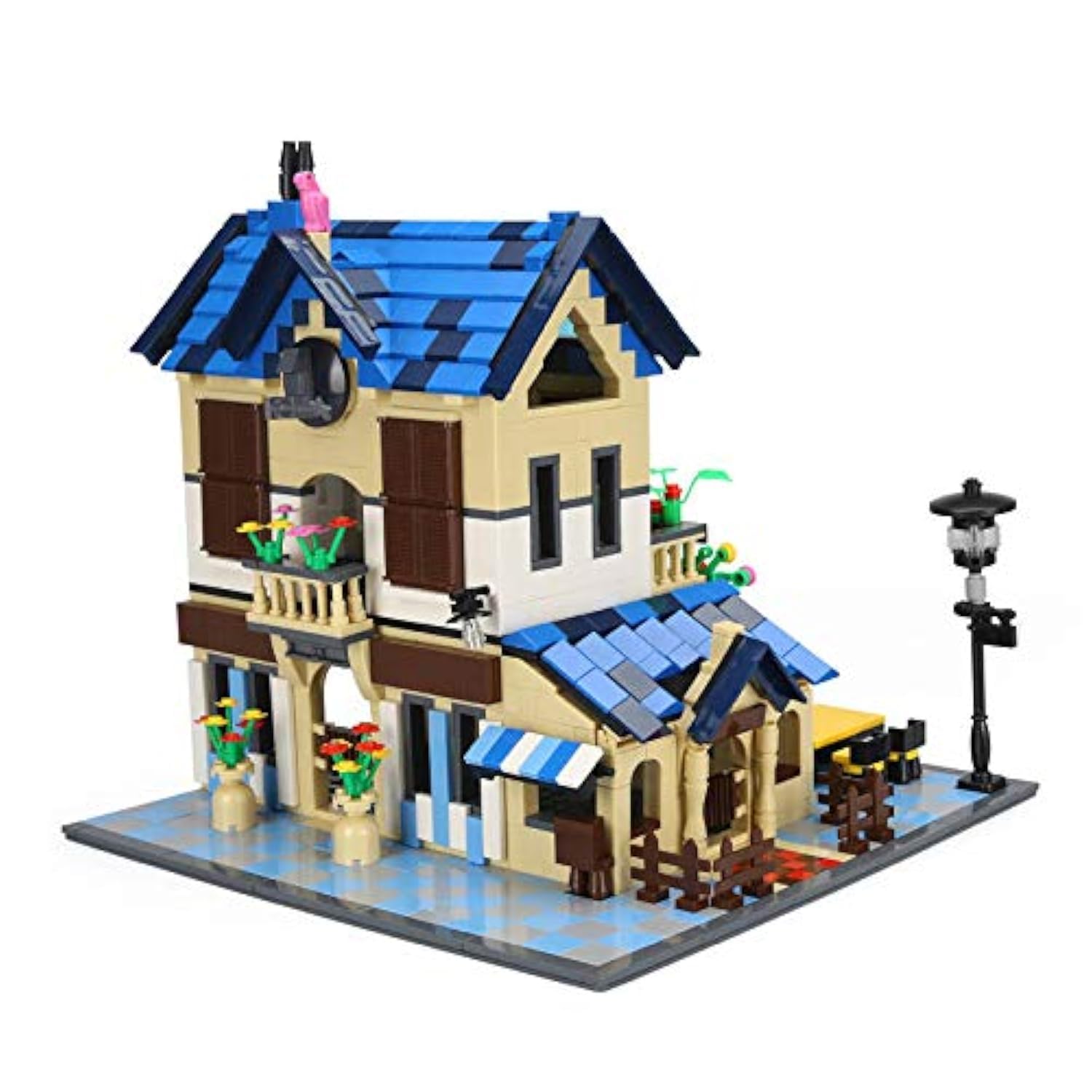 General Jim's Rural Villa French Lodge 1298 Piece City Street Modular Building Blocks Bricks Set City Creator Architectural Model House Building Blocks Toy - for Teens and Adults