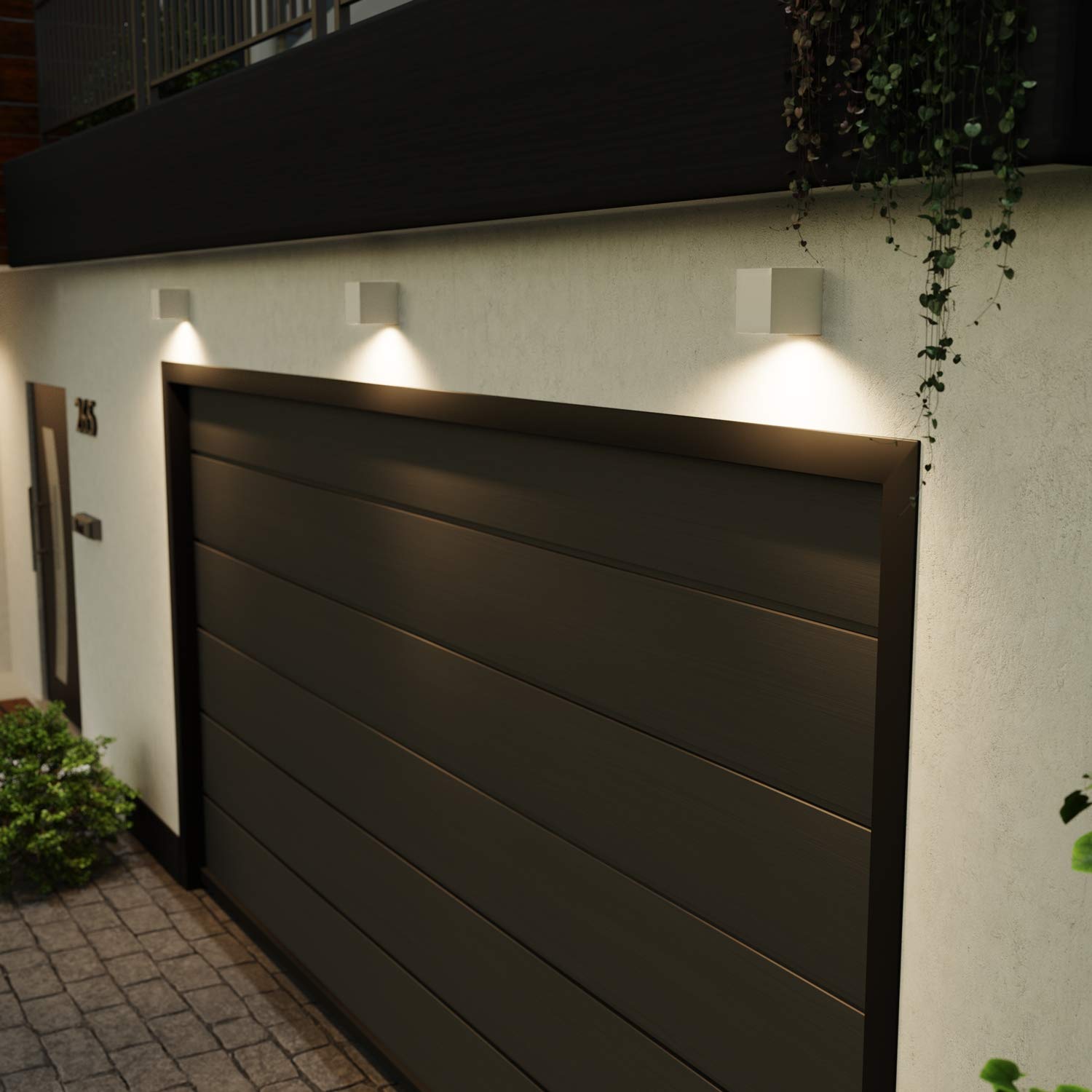 ledscom.de 4x applique ALSE per esterni, IP54, downlight, bianco opaco, angolare, 1x GU10 max. 35W