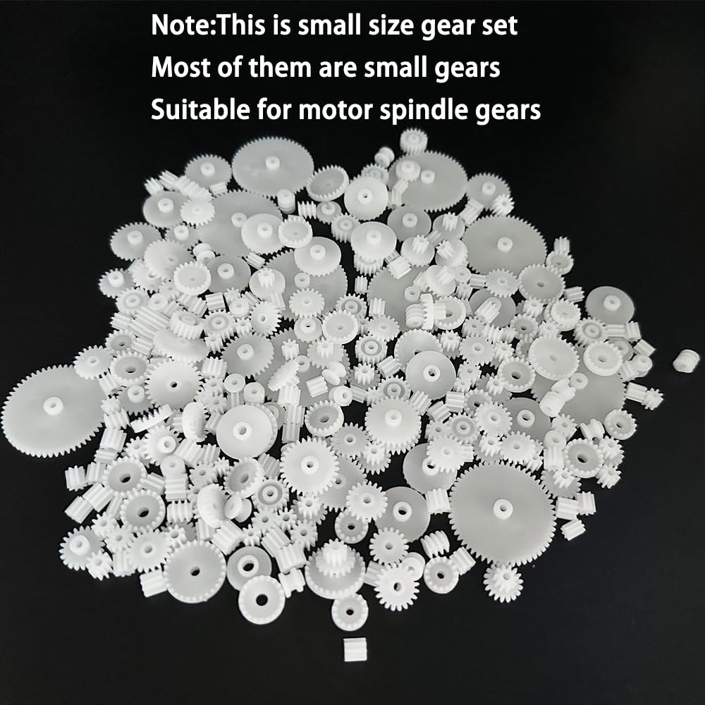 200PCS Module 0.5 Plastic Gear Single Gear Spindle Gear Small Motor Gears for DC Motor RC Car Robot DIY Model Toy Parts (White)