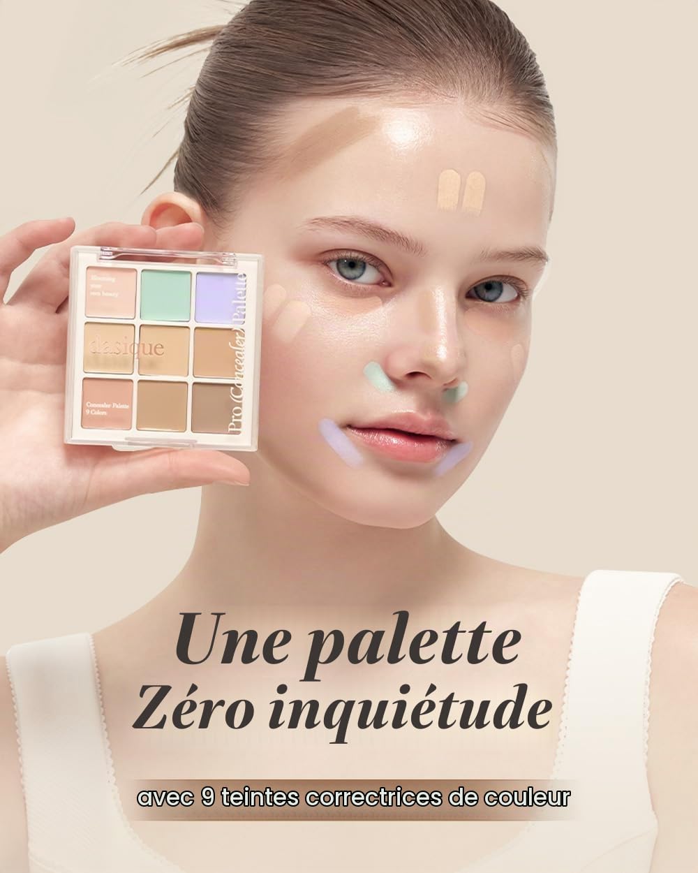 Dasique Pro Concealer 01 Couverture, Palette anti cerne et correcteur de teint à couvrance modulable, fini naturel longue tenue, correcteur multi-usage inspiré du maquillage coréen K Beauty