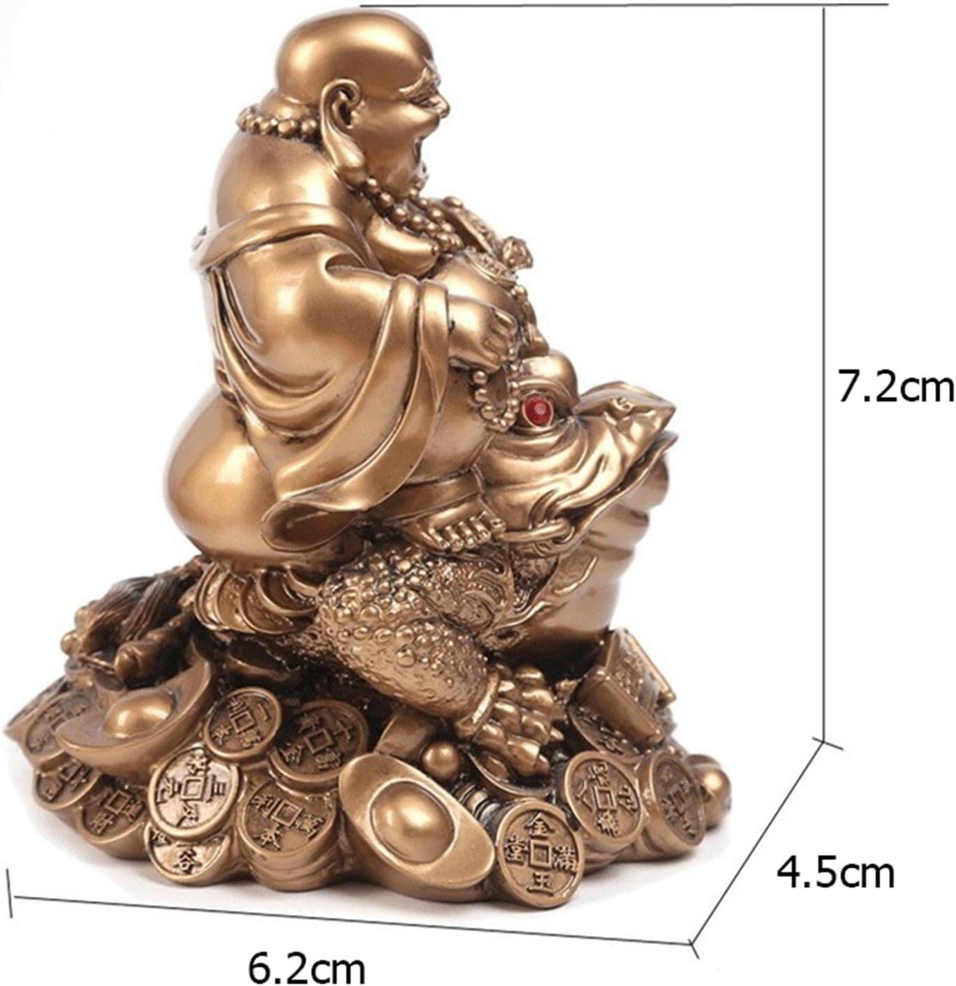 statuetka Buddy, Feng Shui Maitreya figurka ropuchy złota żaba dekoracje do domowego biura(Bronze)