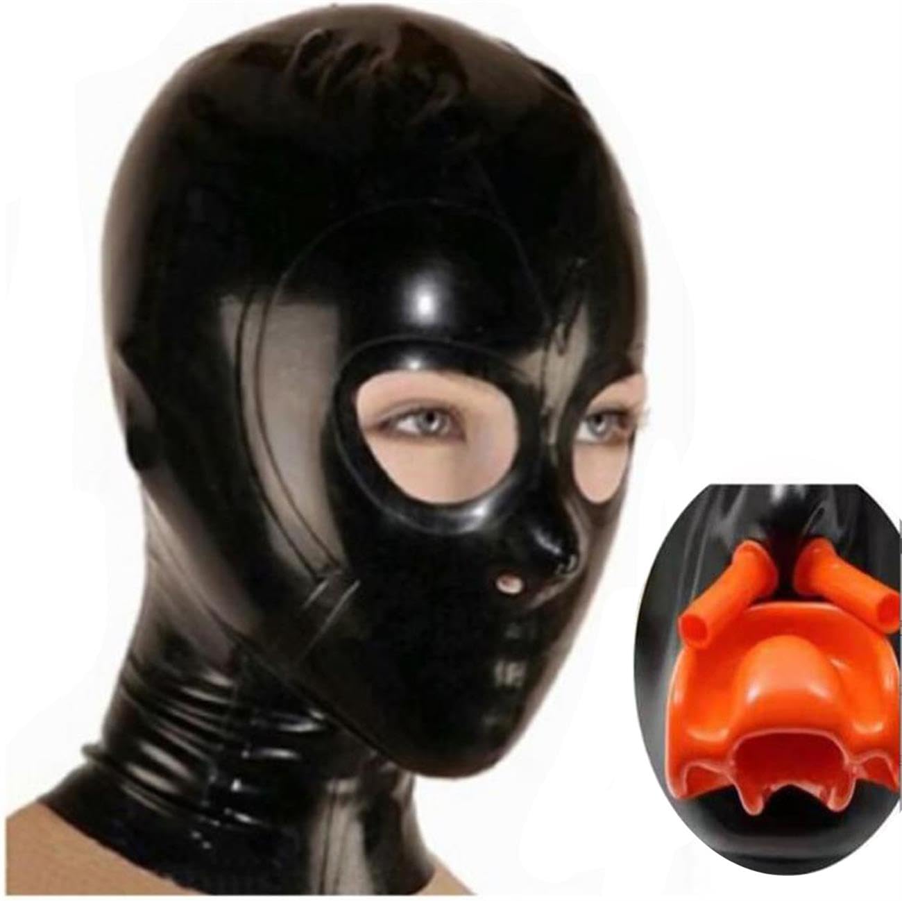 Maschera in gomma,Lattice Testa Coperchio per uomini donne,Maschere in Latex Aprire occhi con Spina bocca,Nasale tubo,cerniera posteriore