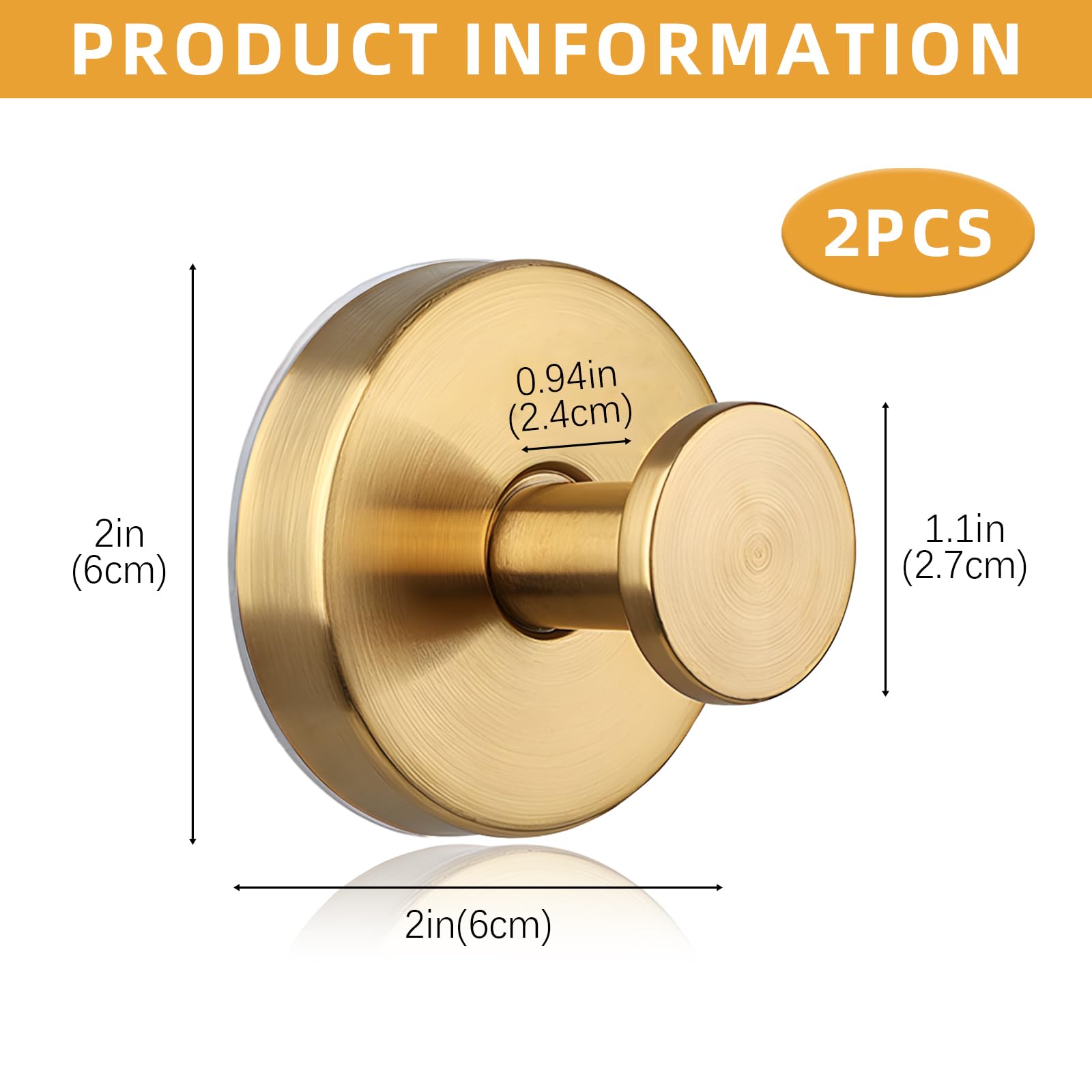 VEINARDYL 2 Pcs Suction Cup Hooks, Stainless Steel Removable Shower Towel Hook - Image 2