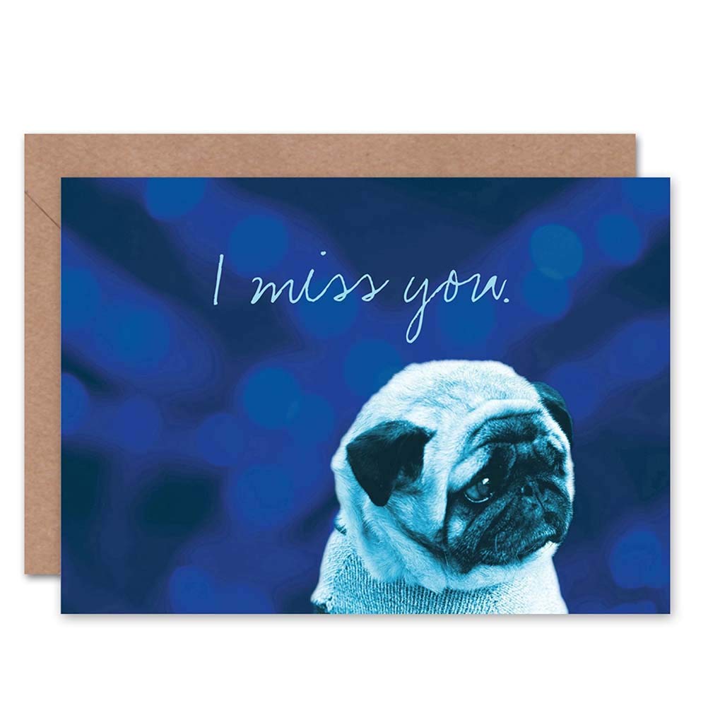 Artery8 Greeting Card - Sad Pug Dog Design