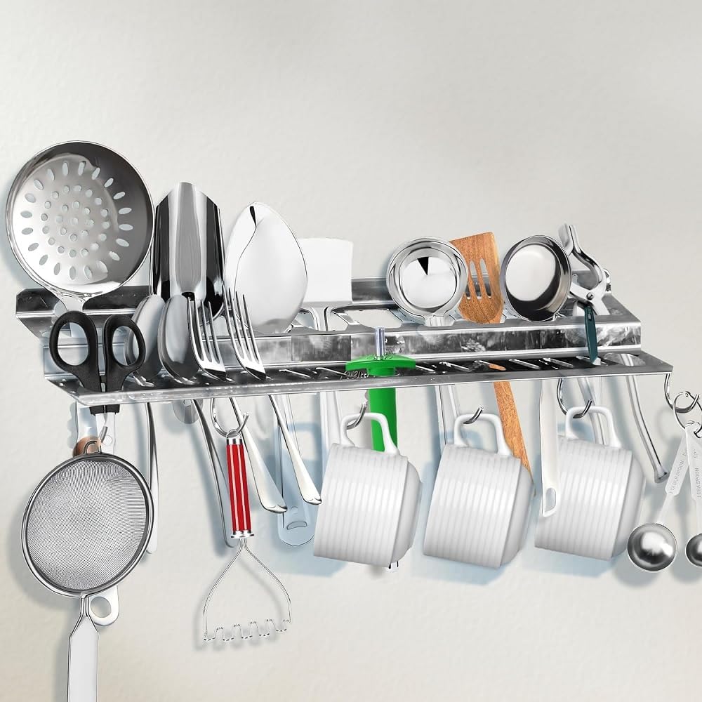 Steel Spoon Stand For Kitchen Shelves | Stand For Kitchen | Steel Wall Mounted Stand | Cutlery Holder | Knife Stand | Spoon Organizer For Kitchen (B0D97LDK3B) Amazon Price History, Amazon Price Tracker