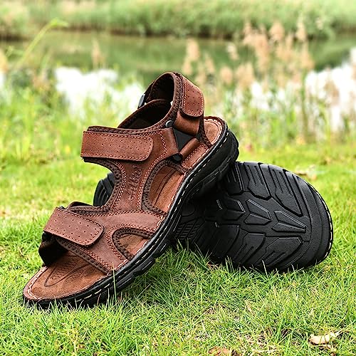 Arkbird Men's Leather Sandals Open Toe Athletic Fisherman Sandal Summer Beach Sport Hiking Shoes for Men4