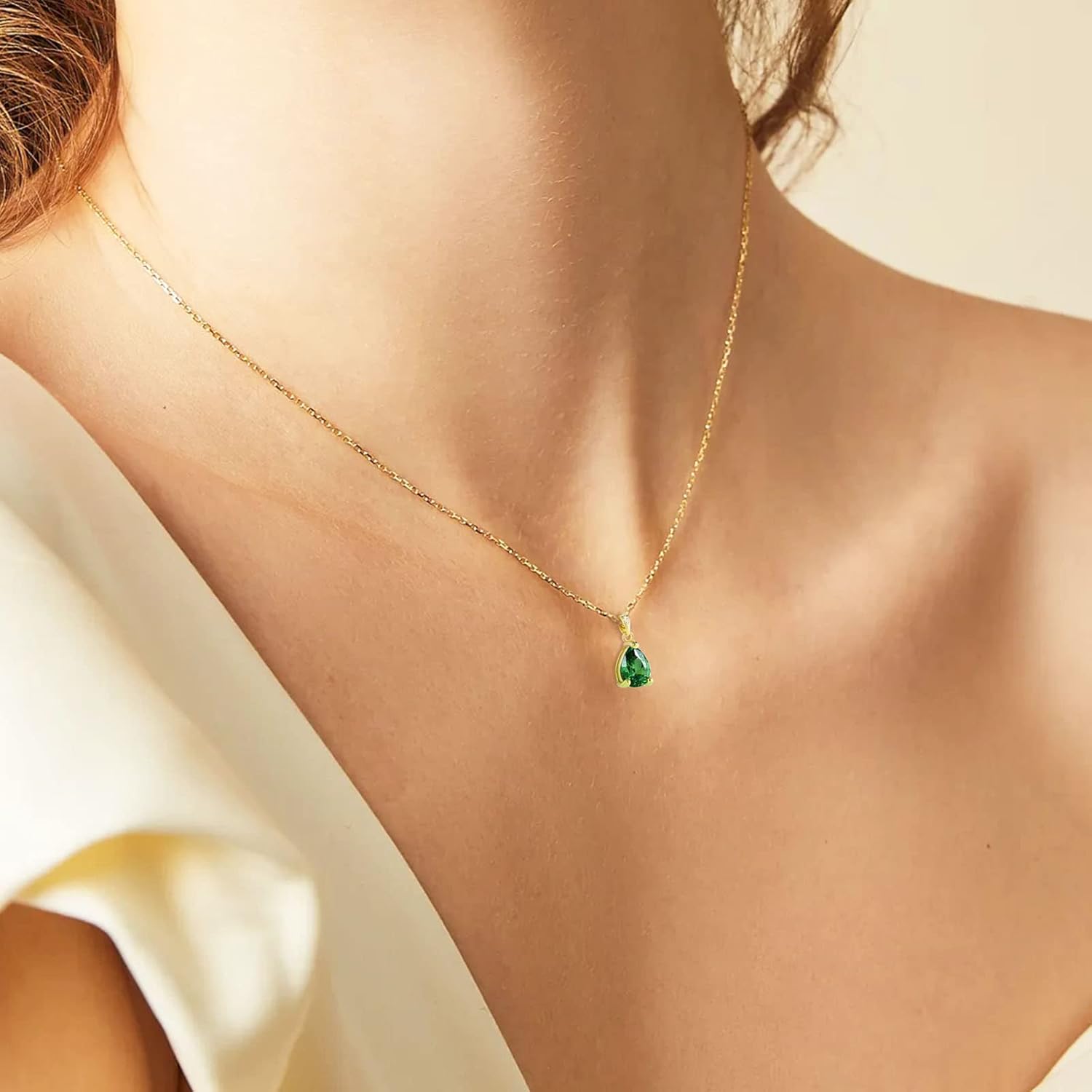 LAZLUVU Emerald Necklace 18K Gold Emerald Pendant Necklace for Mother Wife Girlfriend Birthday Gift Holiday Gift - Image 6