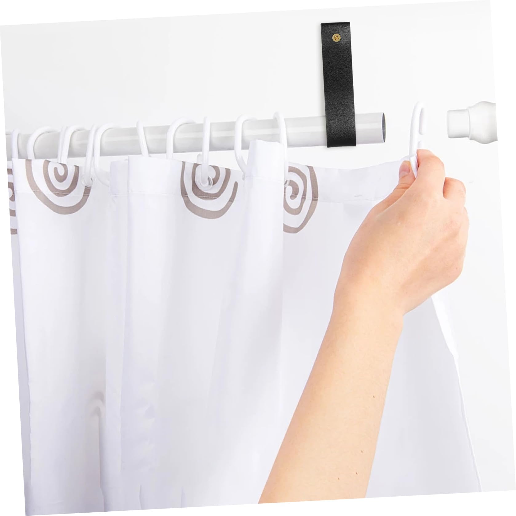 Crochet Mural en PU pour Tringle à Rideaux, 4 pièces, Support Mural bohème, Installation Facile, pour Salle de Bain et Cuisine, Noir, 4.72 x 0.98 x 0.79 po