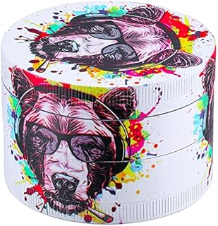 KingLv Herb Grinder,2.5 inch(63mm) 4 Piece Spice Grinder, Zinc Alloy Metal Grinder with Pollen Catcher (Bear Painting)