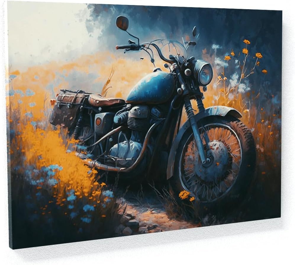Sense Canvas Motorcycle Racing Stormy Sky 26 Canvas Art - Home Decor Wall Art Print Poster Painting Large 40x30 / 1.5"
