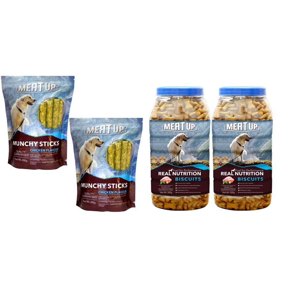 Meat Up Munchy Sticks, Chicken Flavour, Dog Treats, 400 g (BOGO) and Mutton Flavour, Real Chicken Biscuit, Dog Treats -500g Jar (BOGO) (B08GMS7Z2L) Amazon Price History, Amazon Price Tracker