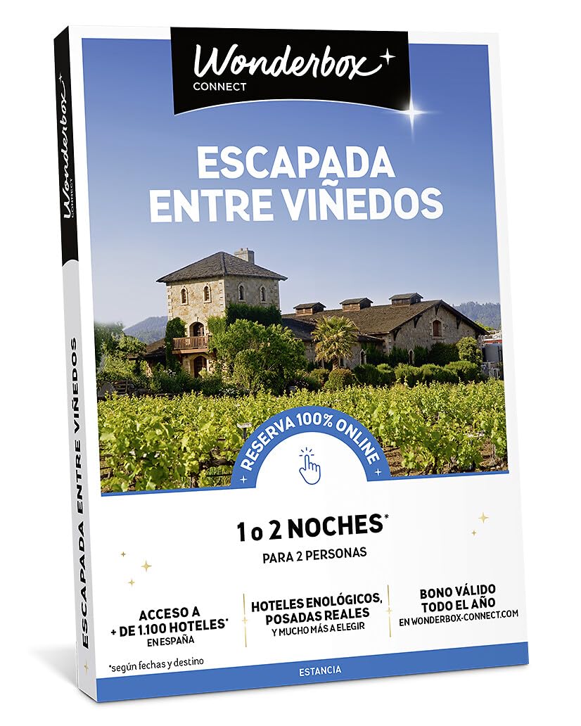 WONDERBOX – Cofre Regalo Escapada Entre viñedos - 1 o 2 Noches para 2 Personas - Escapada para Parejas - Regalar experiencias - Hoteles Cerca de Las regiones vinicolas más Bonitas de España