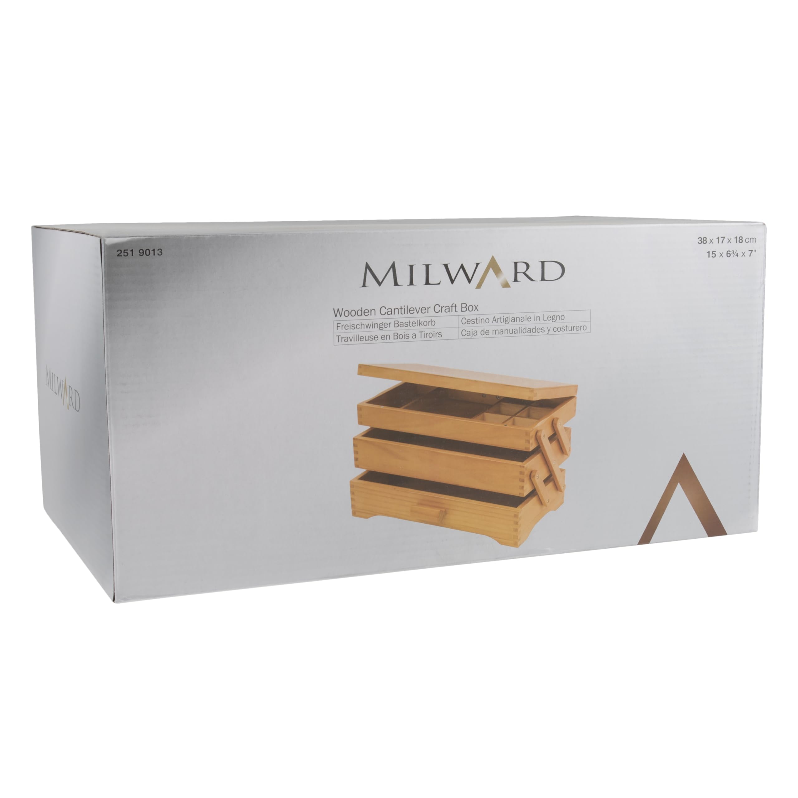 Milward Kiefernholz Cantilever Craft Hobby Nähen Aufbewahrungsbox, Holz