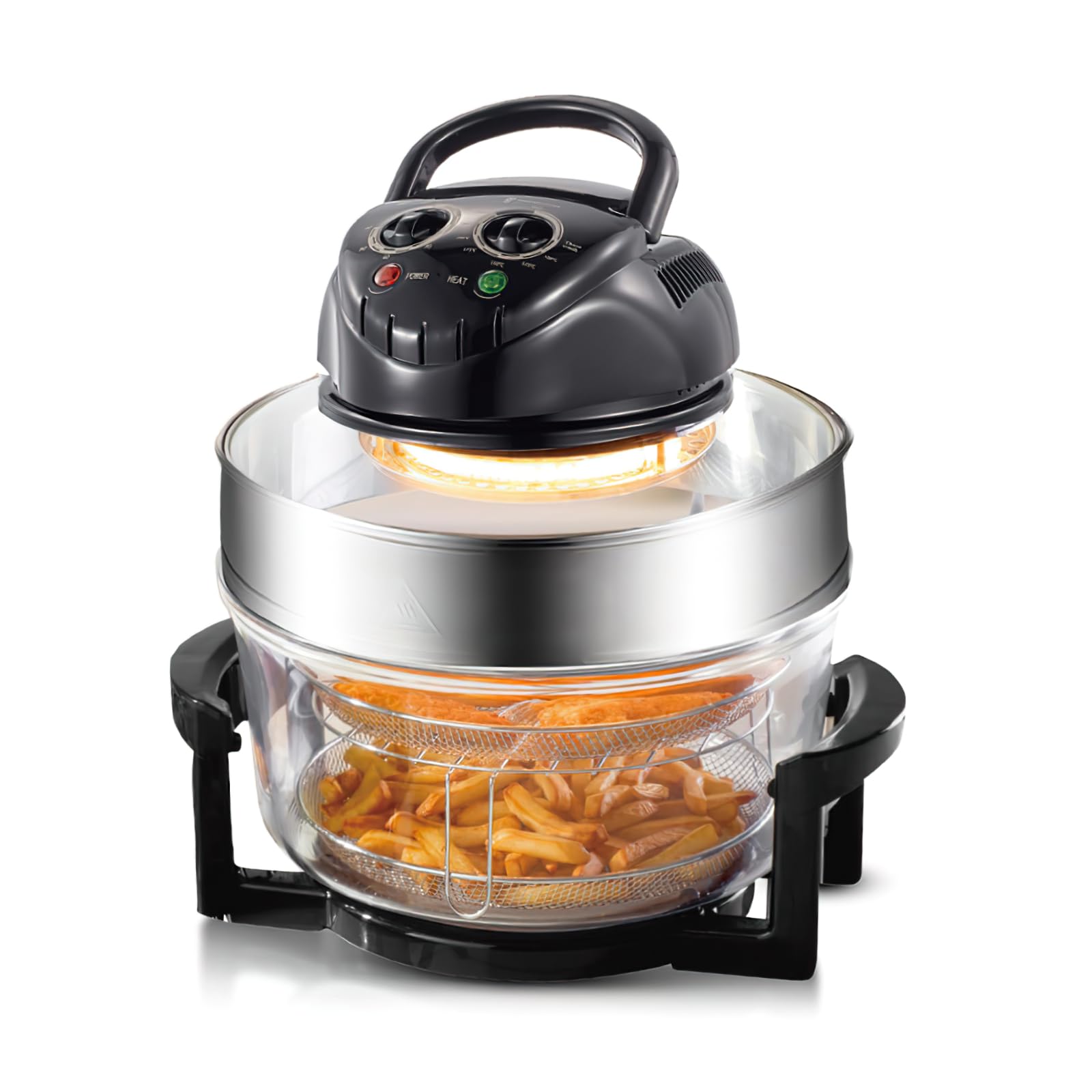 20L 8-in-1 glass air fryer, 360 ° circulating heating, high-precision glass body, healthy kitchen baking, toaster, broiler, toaster, steamer, and grill (8)