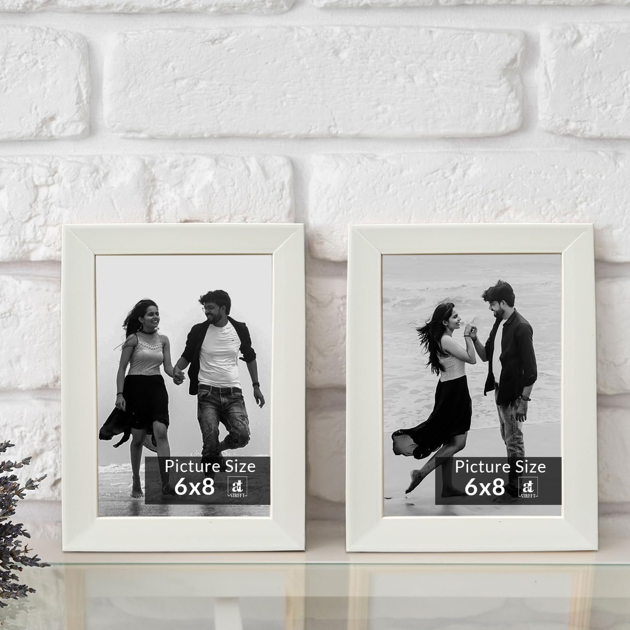 Art Street Table Photo Frames Set of 2, Tabletop Picture Frames For Office and Home Wall Decor (White, 6x8 Inch)-image-0