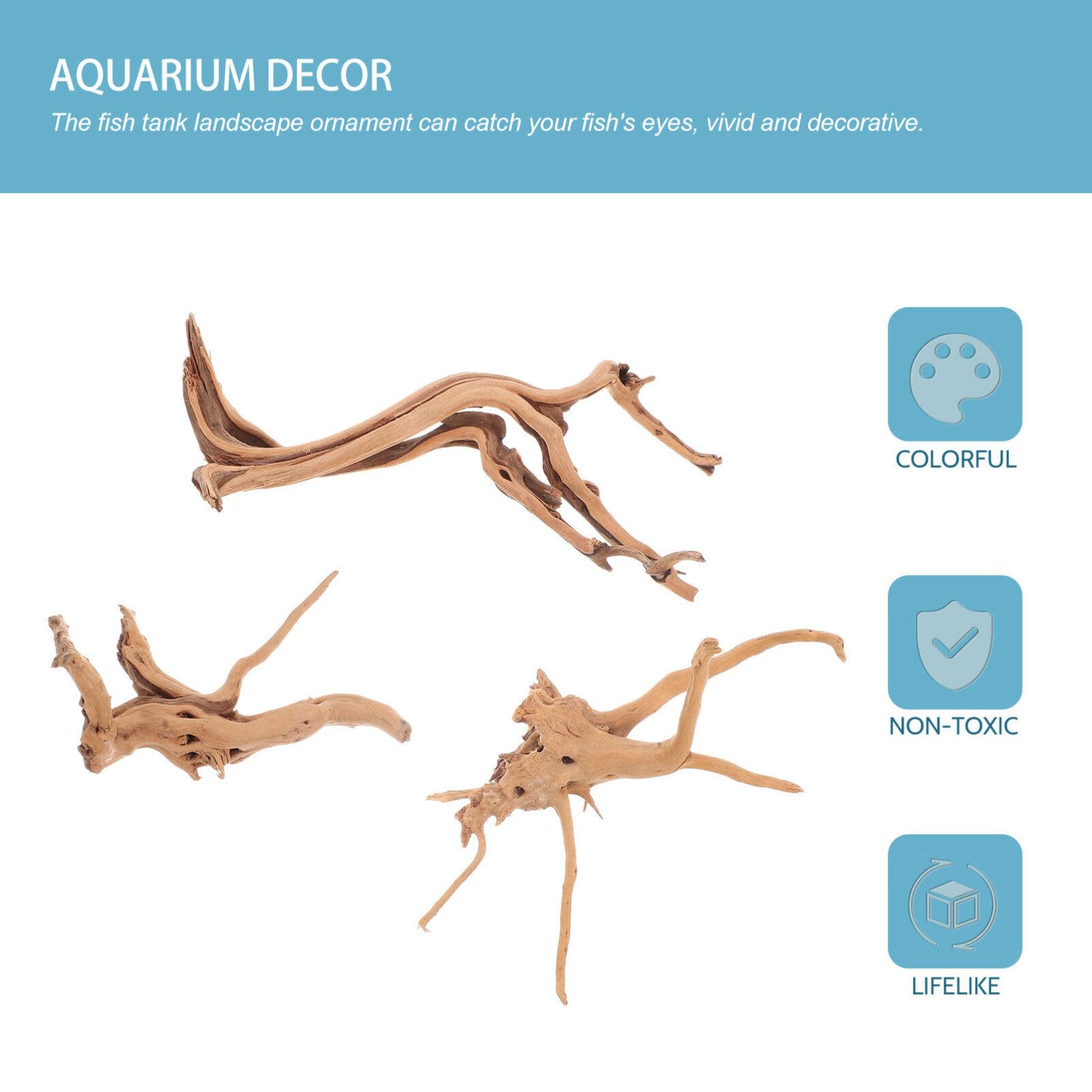 POPETPOP 3pezzi Decorazioni Naturale Per Acquario Tronchi Per Acquario e Terrario Accessori Per Rettili Design Compatto e Realistico Materiale Sicuro e Duraturo