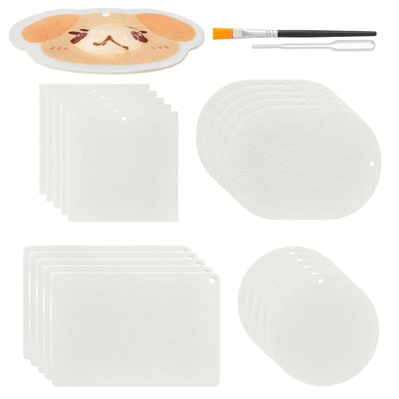 20Pieces White Foam Texture Paper with Paintbrush Textured Foam Painting Paper for Watercolor Acrylics Gouache Painting