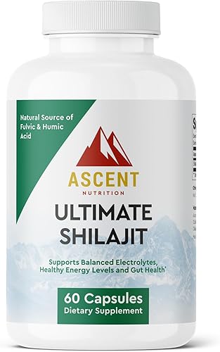 Ascent Nutrition Ultimate Shilajit  Fuente natural de ácido fúlvico y húmico  60 cápsulas