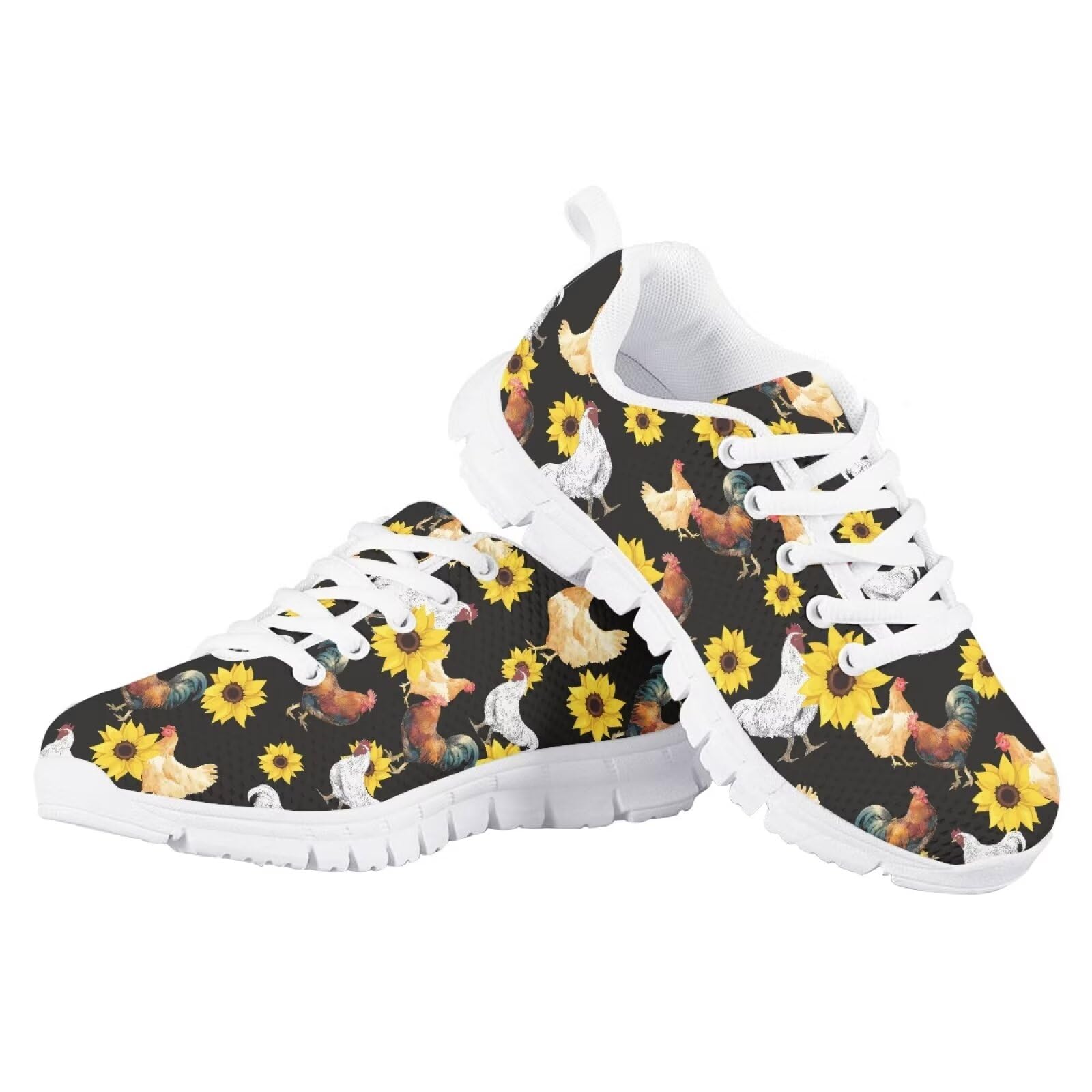 JUDENTIDOS Kids Tennis Shoes Sunflower Chicken Sneakers for Girls Boys Athletic Running Shoes Lightweight Breathable Shoes