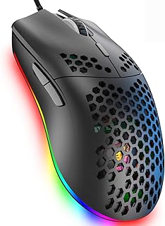 Lightweight Gaming Mouse,26 Kinds RGB Backlit Mice,PixArt 3325 12000 DPI Mouse,Ultralight Honeycomb Shell Ultraweave Cable Mouse and Anti-Key Can Be Set for PC Gamers and Xbox and PS4 Users