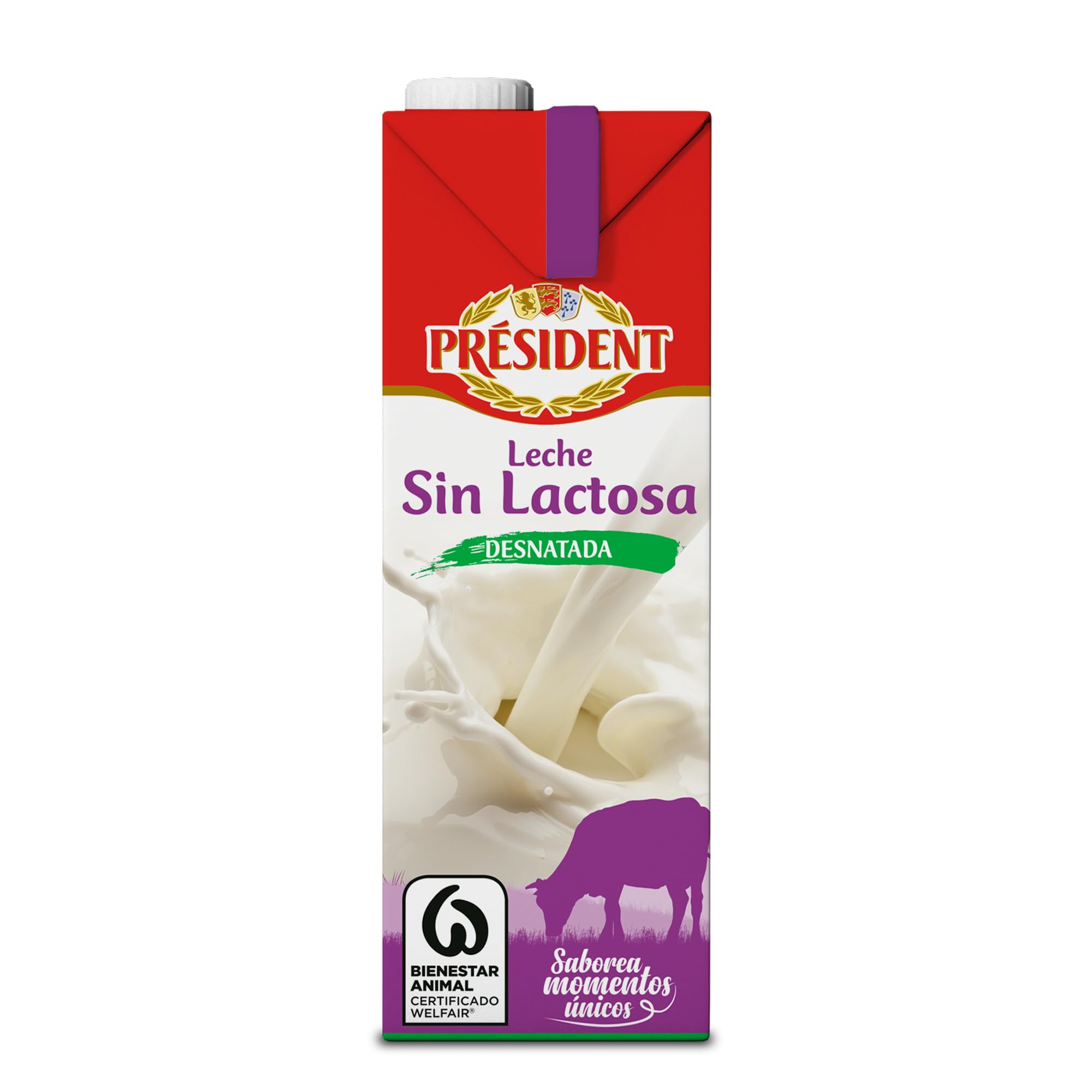 Président Leche Desnatada Sin Lactosa UHT Galicia Pack 6 x 1 L