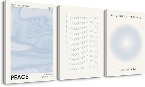 Arte de pared de aura azul, arte retro estético, arte de pared, imágenes abstractas en colores pastel, póster espiritual con degradado de preppy, disponible en Yaxa Costa Rica