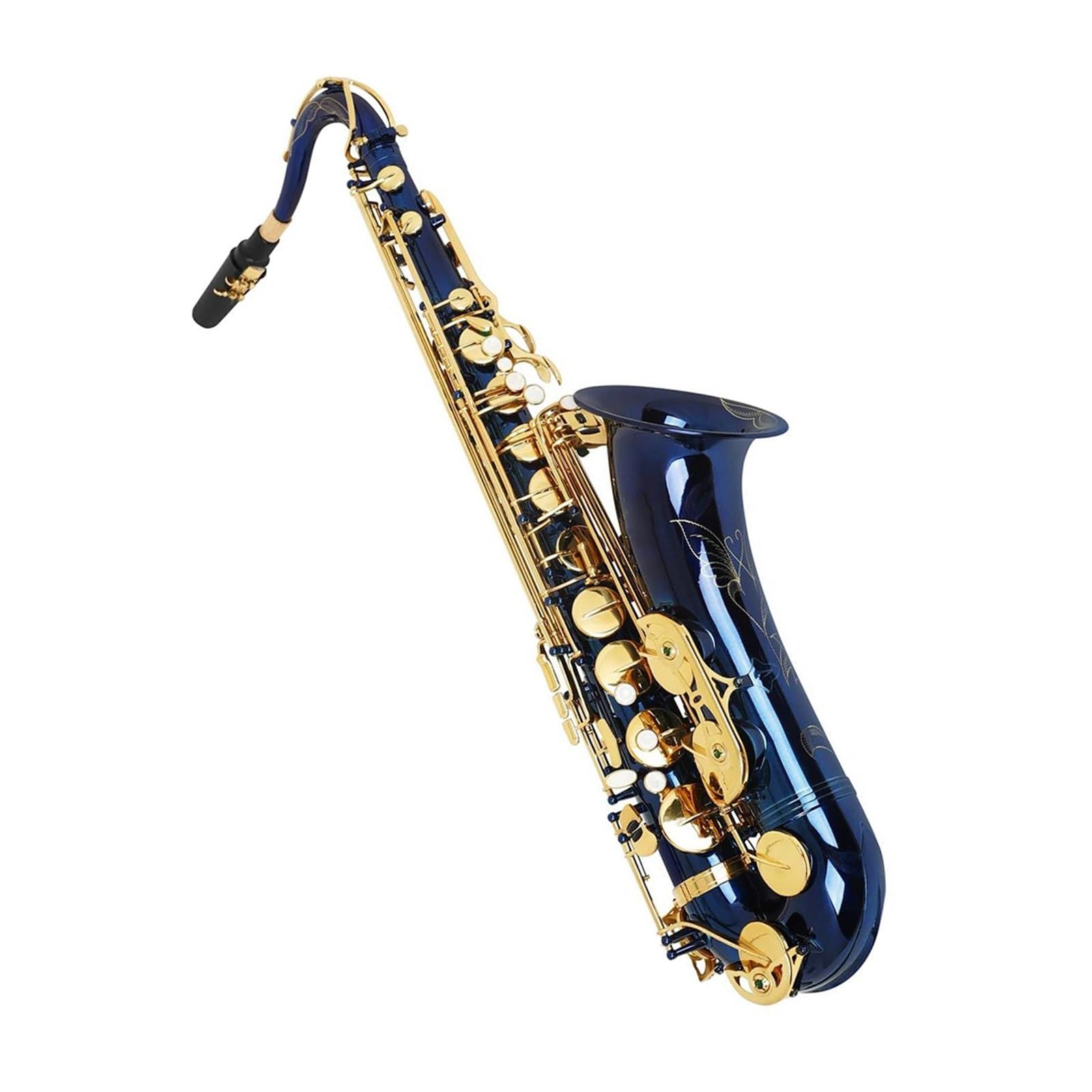 Saksofon tenorowy Bb w kolorze niebieskim i złotym instrument dęty blaszany profesjonalny futerał w zestawie zestaw do czyszczenia strun szczotkowych Saksofon