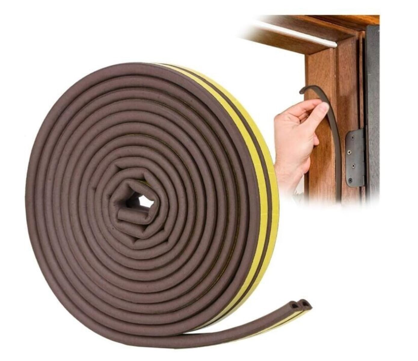 Fabulouz P Shape Draught Excluder Tape, 2 Pack, 10 m, Brown