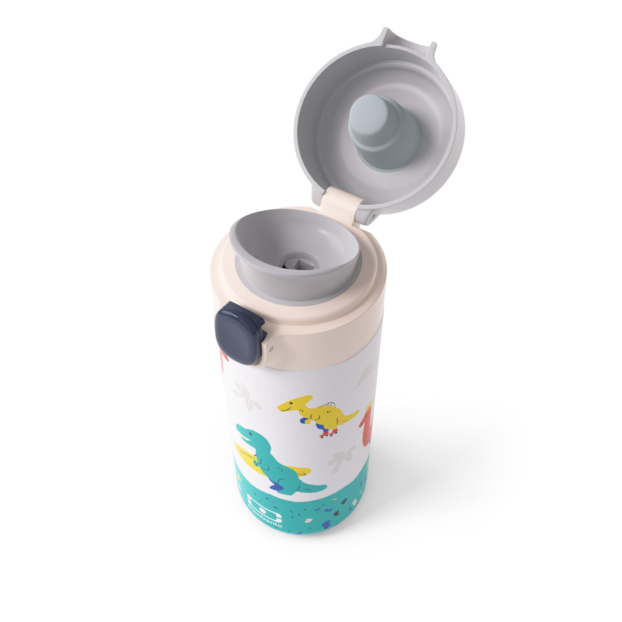 MONBENTO, Kids Insulated Water Bottle Pop Blue Dino, 360 ml/13 floz Kids Stainless Steel Water Bottle - Image 3