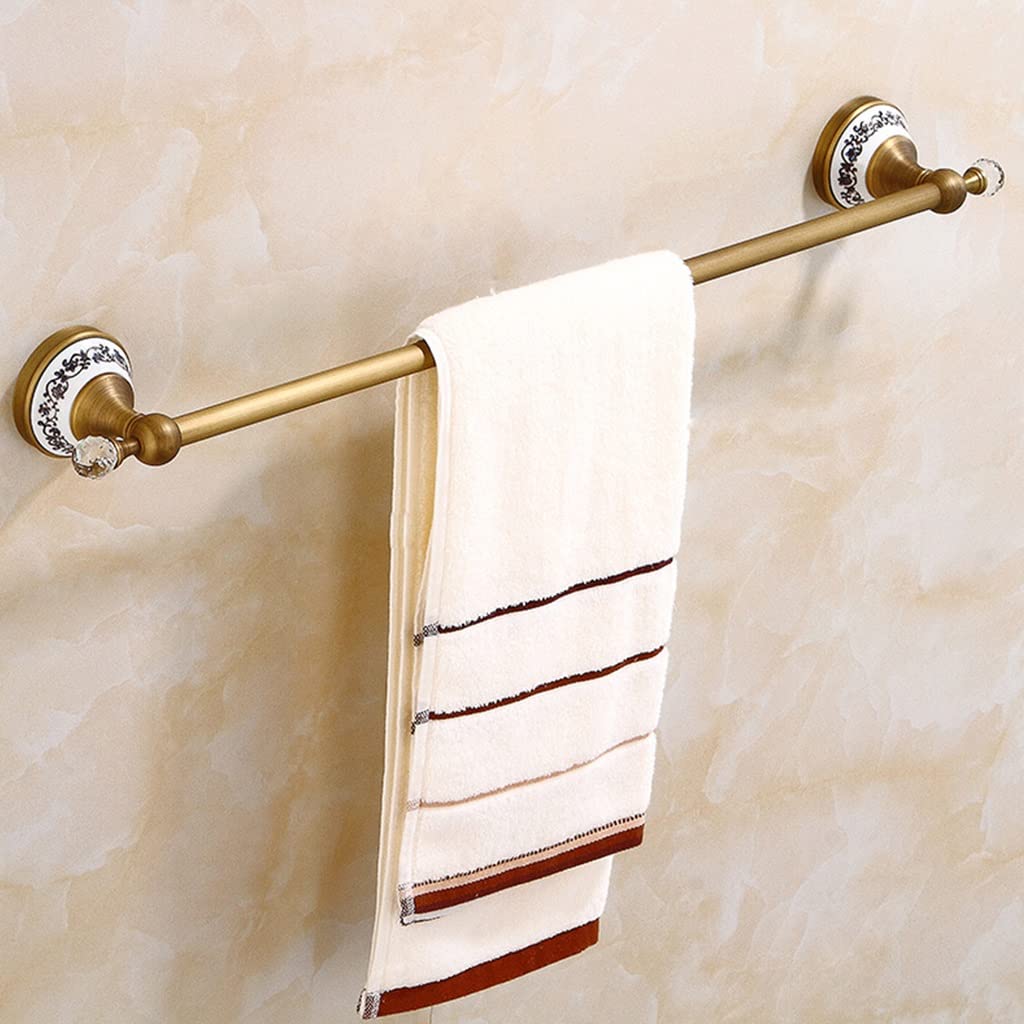 asdchZen Towel Racks, Bathroom Towel Rack Wall Mounted Towel Holder,All Copper European Antique Towel Rack,Bathroom Hardware Bathroom,Bathroom Towel Bar Towel Rail/Color-Color-Tow,Color-Single Pole
