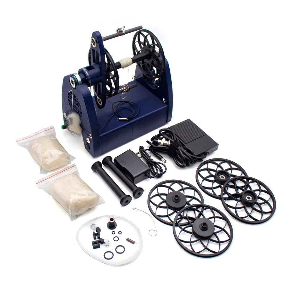 Toplionace AC 110-220V Großes Elektrisches Spinnrad, Elektrische Spinnmaschine Im Nationalen Stil für Wolle/Seide/Fasern, Maximale Geschwindigkeit 1800 U/min (mit Pedal)