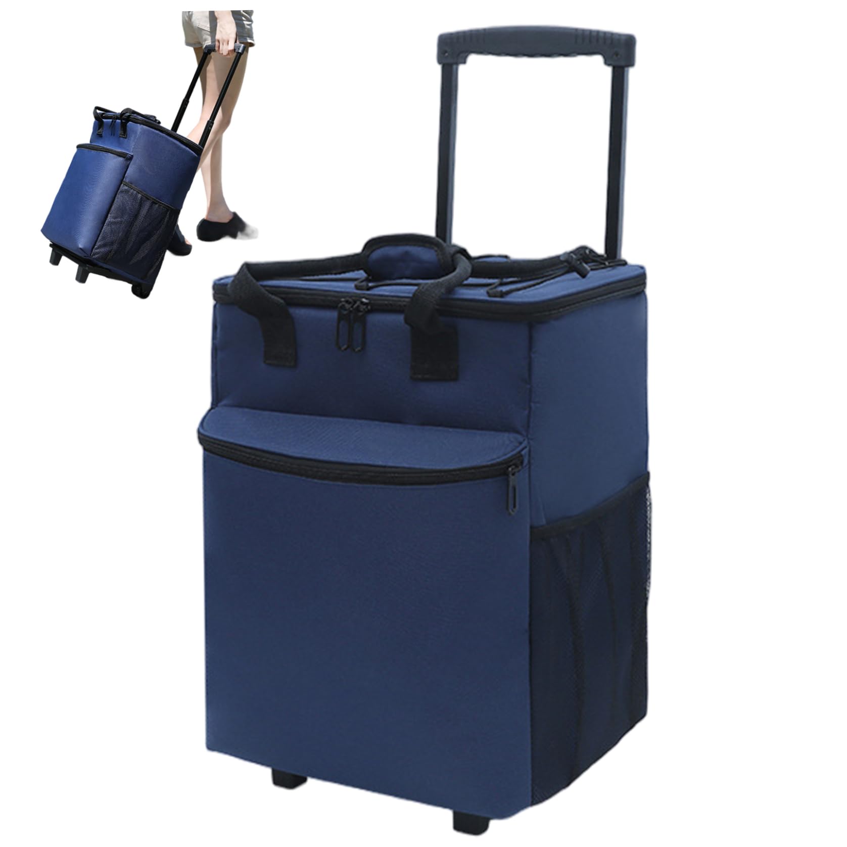 Neveras con Ruedas, Nevera sobre Ruedas, Nevera Plegable de 38 L con Asa para Acampar, Bolsa Aislante con Retención de Frío y Calor para Picnic al Aire Libre, Viajes en la Playa