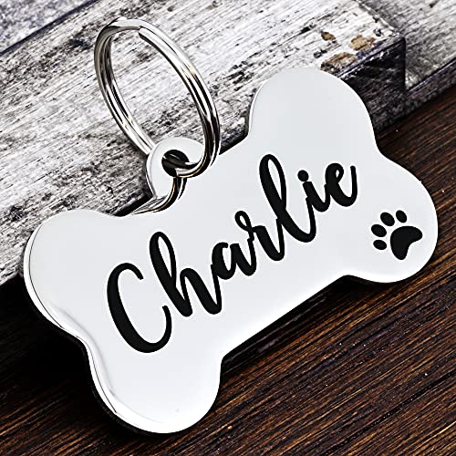 Personalized Dog Tags for Pets - Durable Stainless Steel Customizable Dog Cat ID Tags - Dog Tags for Safety Optional Engraved on Both Sides -Bone Shape Dog Tag Large Size, Silver - Image 3