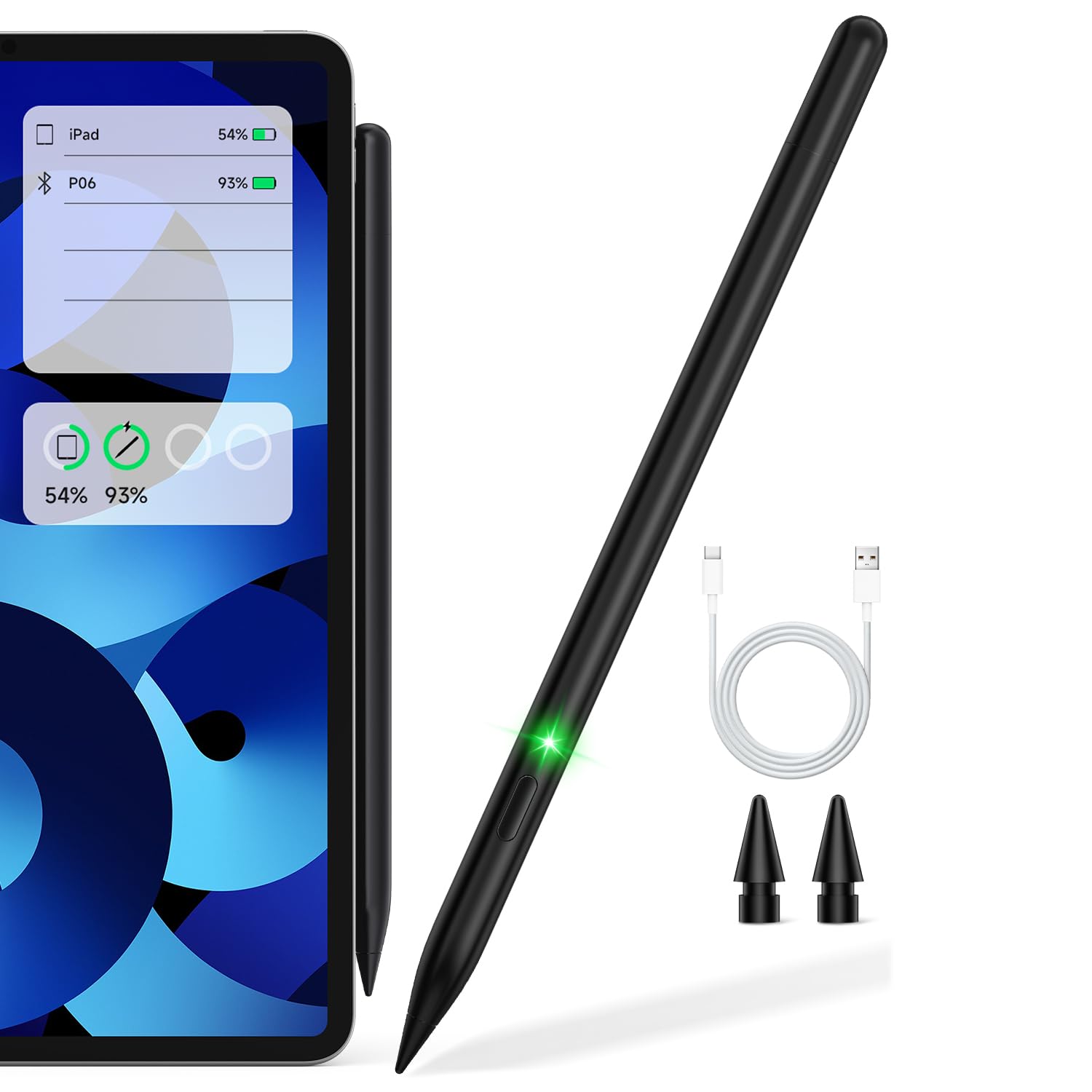 タッチペン iPad専用 磁気充電 Type-C急速充電 iPad用ペンシル Apple Pencil互換 スタイラスペン