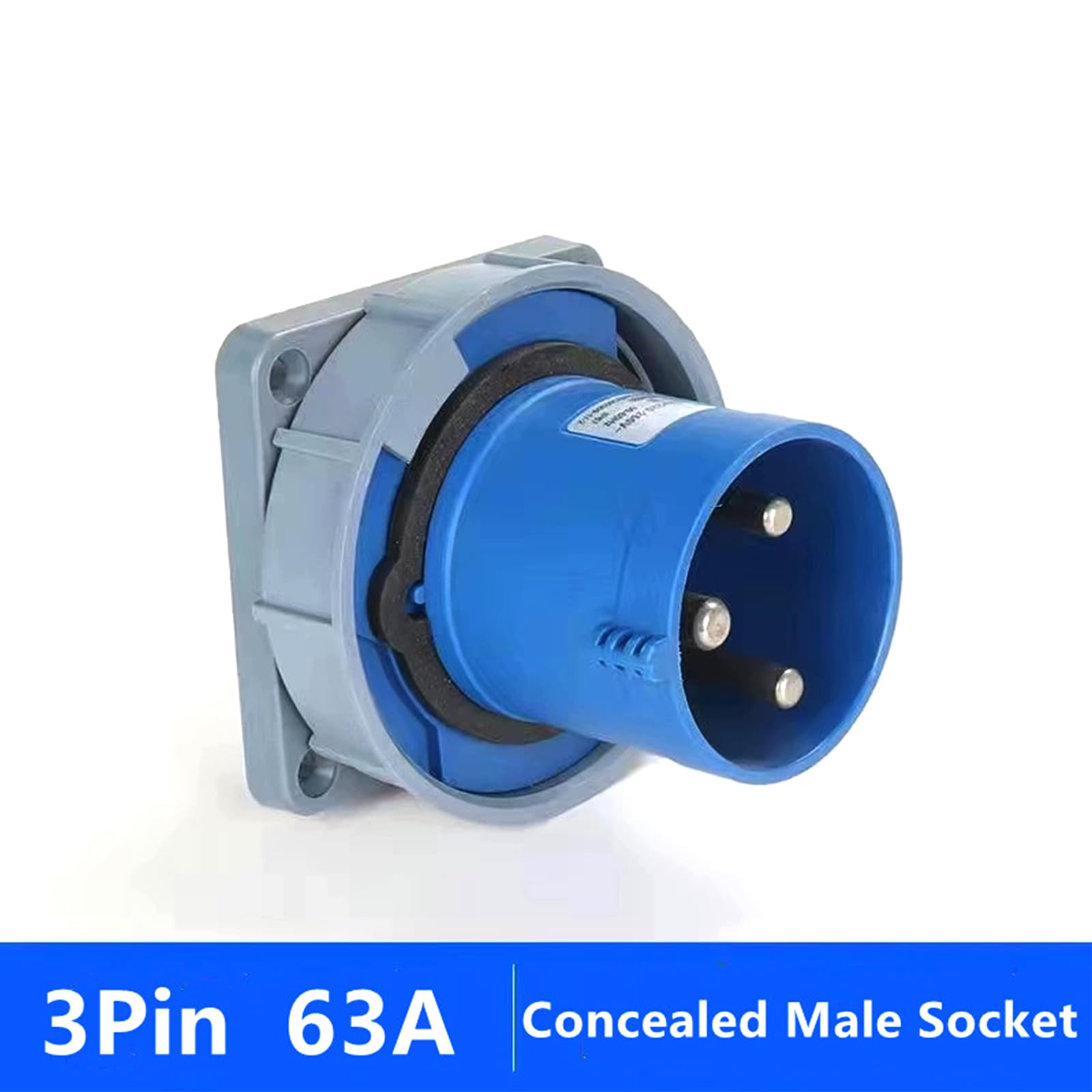 IEC60309 Waterproof CEE Industrial Connector Concealed Male Socket 3Pin 63A 220V-250V 2P+E Flame Retardant IP67