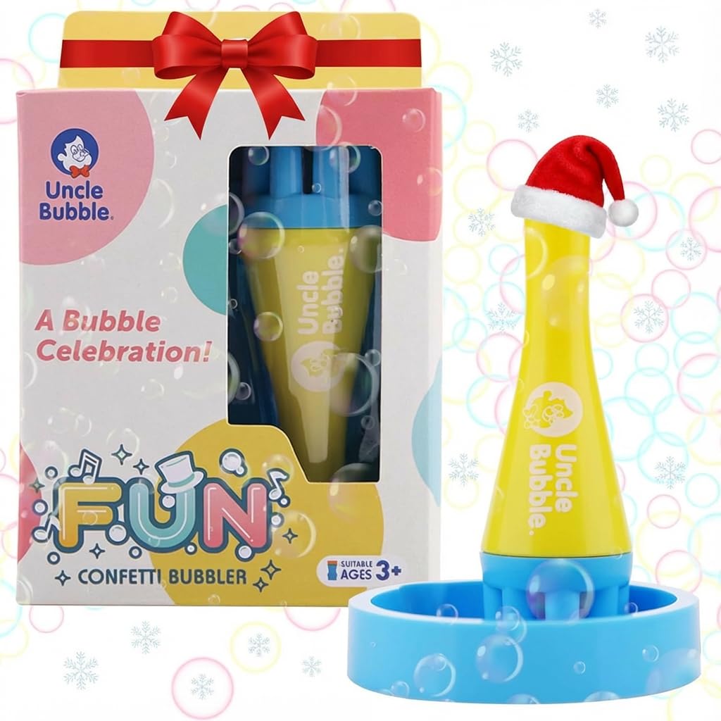Uncle Bubble Mini Bubble Blower - Non Toxic Plastic Confetti Bubbler, Fun Summer Toys for Kids, Girls and Boys, Blow Thousands of Mini Bubbles in One Breath