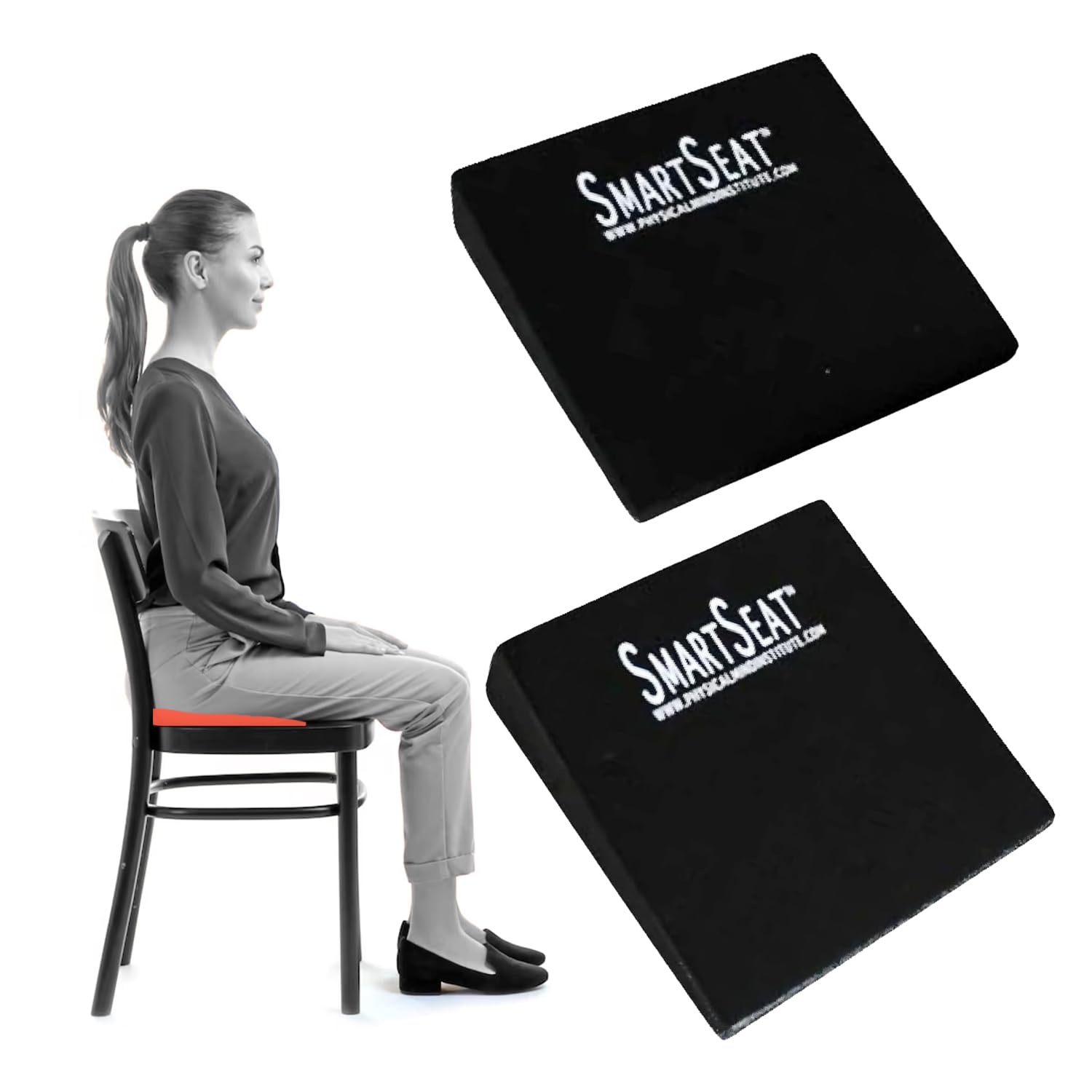 SmartSeat Wedges for Back, Knee & Sit Bone Support Posture Correction Pain Relief and Comfort Ideal for Office Chairs, Home Seating, Yoga, Meditation and Pilates Practice, Small Foam Wedges Pack of 2