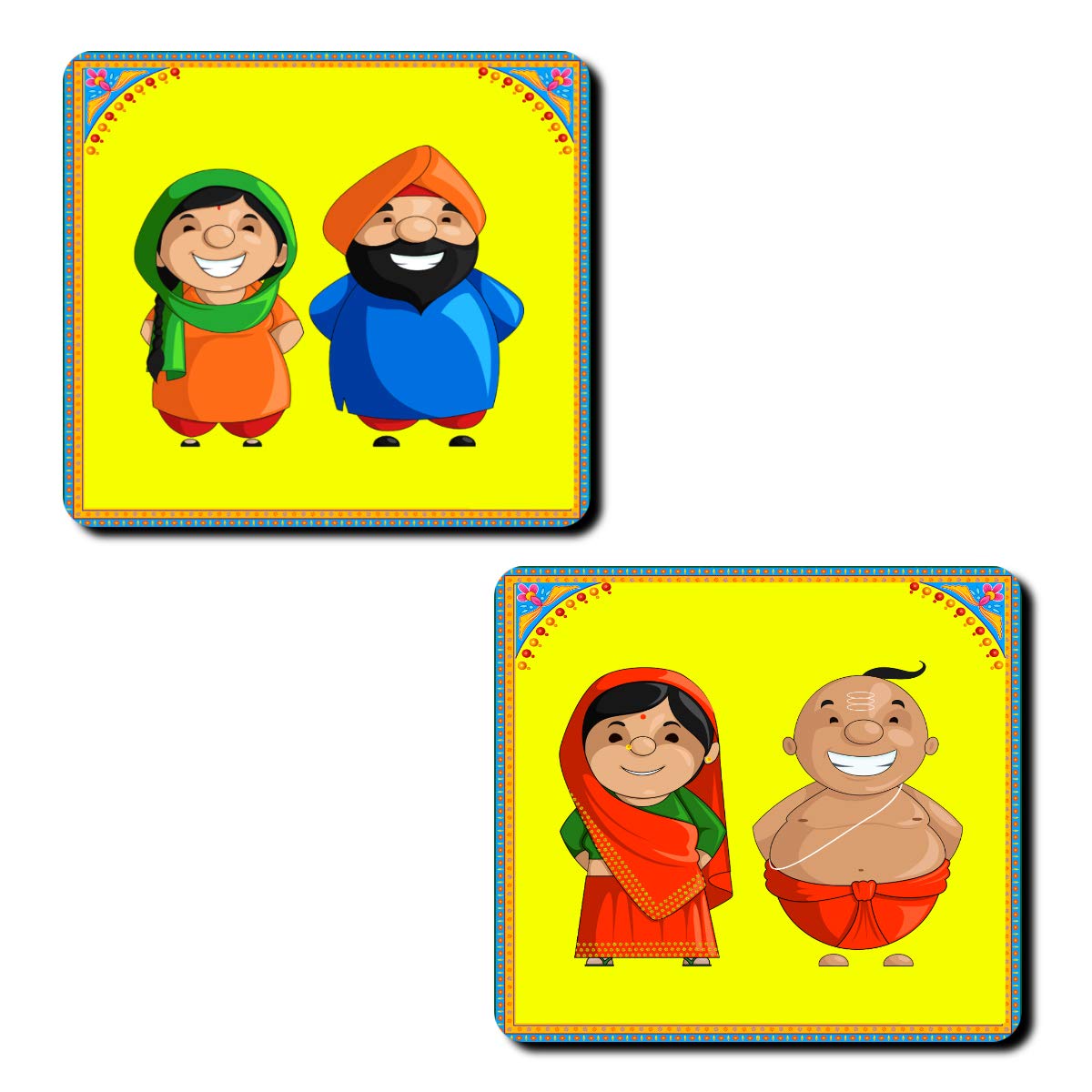 JIKRAA® Wooden Pack of 2 Coasters | Square Shape Coaster | Multicolor Coaster